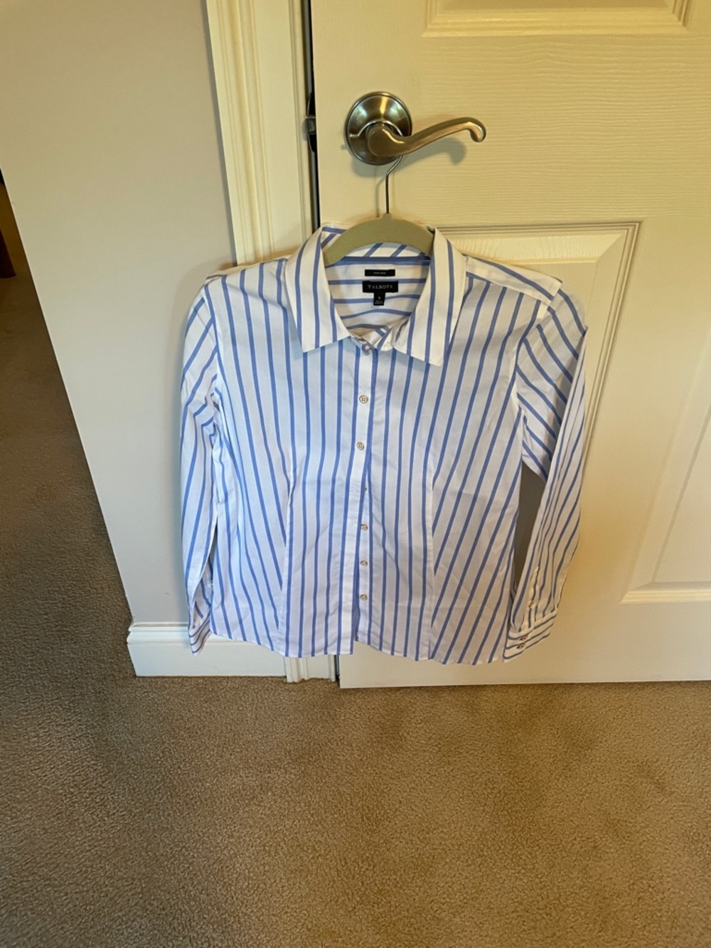Talbots classic blue and white striped shirt like new
